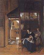 Pieter de Hooch The sandwich fur the school oil on canvas